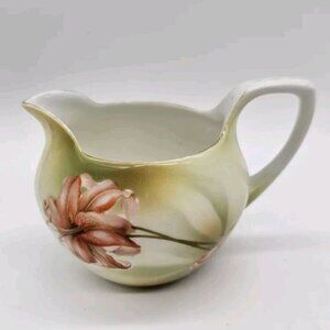 RS Germany Porcelain Handpainted Lily Creamer Antique